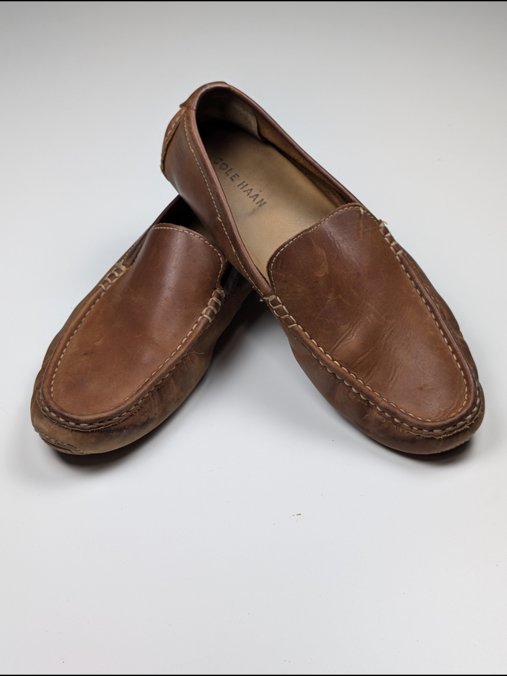 Cole Haan Mens Cognac Brown Leather Driver Moccasin Loafers C11401 Size 10 M